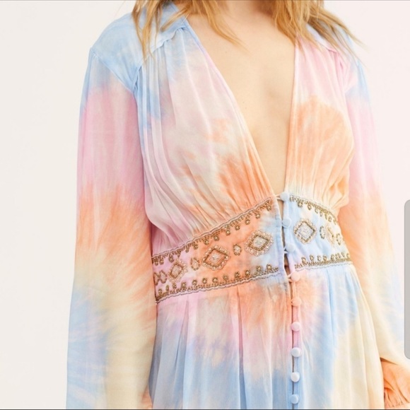 Free People Summer of Love Kimono maxi dress xs - Picture 3 of 14